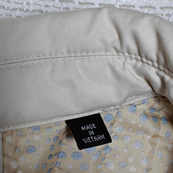 Dana Buchman Cream Quilted Zip Up Jacket 4 Pockets Women’s Size M - Picture 7 of 12